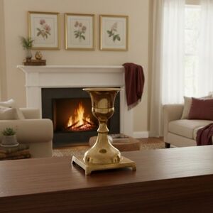 Vintage Brass Taper Candle Holder Small Square Base India 3"